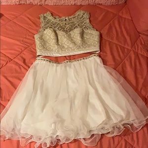 Two piece champagne colored dress